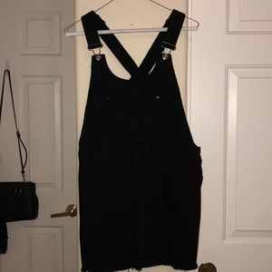 Black Denim Overalls Dress